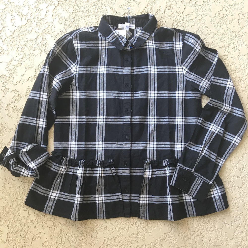 Rockets of Awesome  Sz.10 Peplum Button Down Shirt
